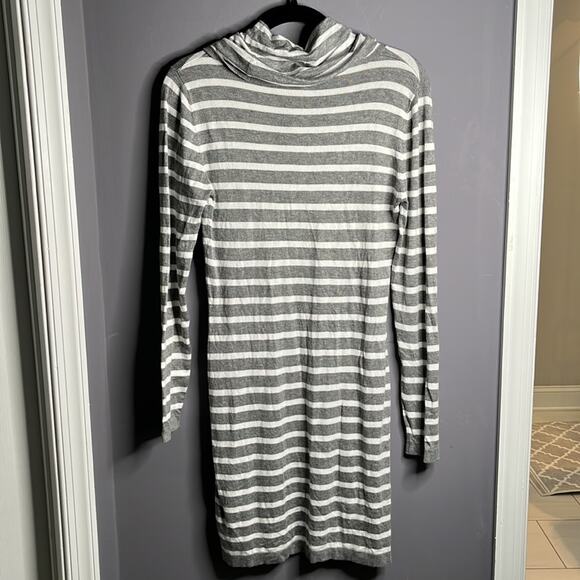 Tart Gray and White Striped Cowl Neck Sweater Dress Size Small - Picture 7 of 9